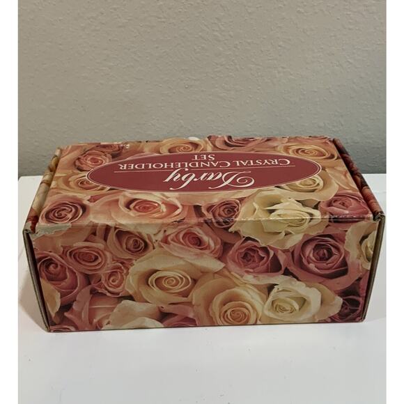 Vtg Darby Clear Crystal Candleholder Candlestick Holder Taper Flower Shaped NOS - Picture 13 of 14